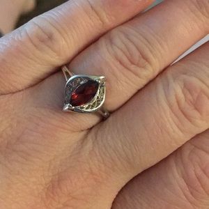 Avon Sterling Silver Garnet Ring
